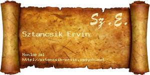 Sztancsik Ervin névjegykártya